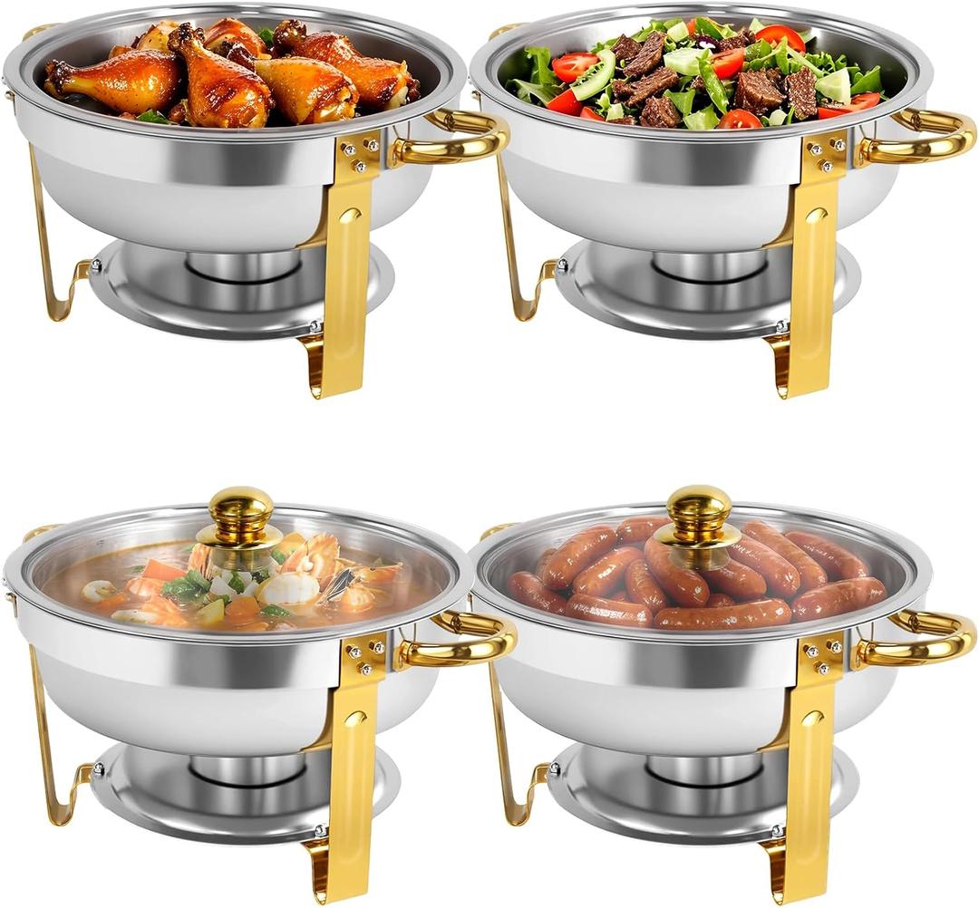 6QT Chafing Dishes for Buffet 4 Pack with Glass Lid