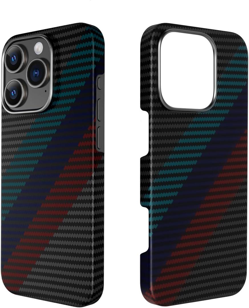 Real Aramid Fiber Case for iPhone 16 Pro Max [6.9 inch] Compatible with MagSafe,1500D Aramid Weave,Ultra-Thin Cover with a Caseless Feel,Carbon Fiber Textures Design Kevlar Protection (Signal-SW)
