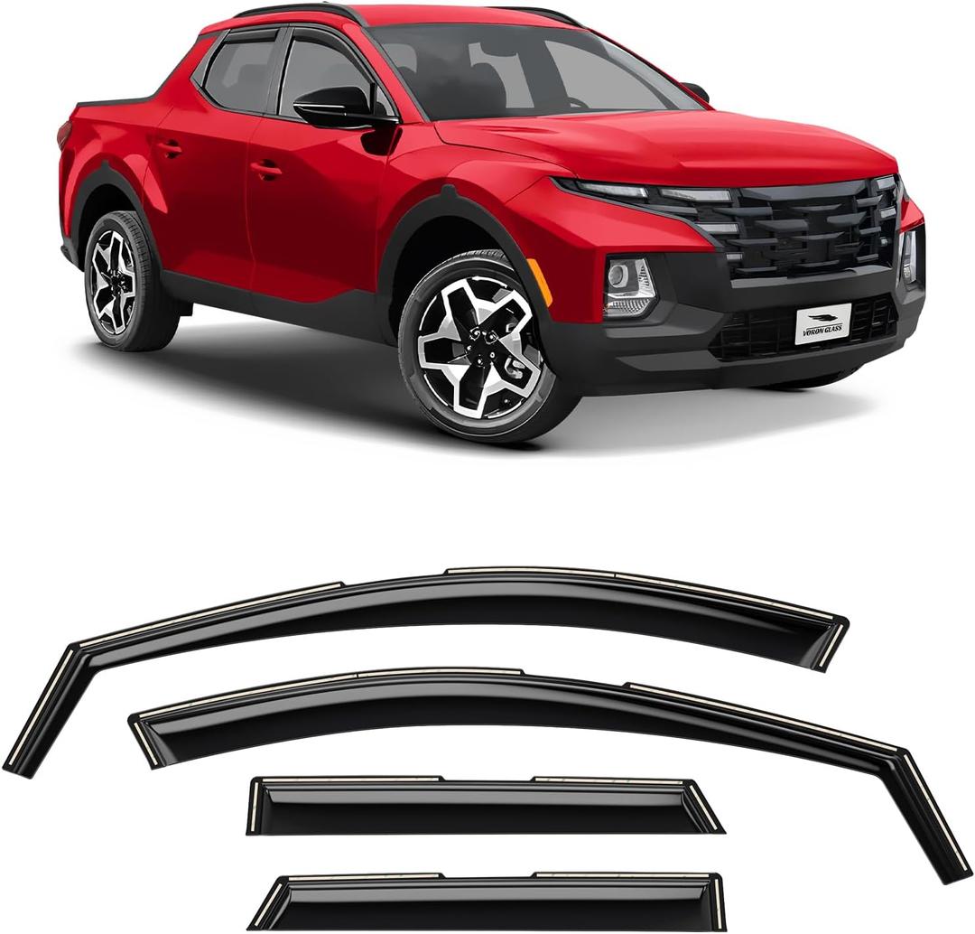 Voron Glass in-Channel Extra Durable Rain Guards for Hyundai Santa Cruz 2022-2025, Window Deflectors, Vent Window Visors, 4 Pieces - 200490