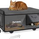 Outdoor Heated Cat House in Winter, Extremely Insulated & Weatherproof, Feral Cat Shelter with Waterproof Eaves & Escape Door for Outside Stray Barn Cat (Dark Grey, 23.6"x16.5"x13.4")