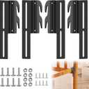 4Pcs 711 Bolt-On to Hook-On Bed Frame Conversion Brackets, Bed Frame Hooks, Universal Headboard Adapter Brackets, Widened Hole Slot, 3.2in Height Adjustable, Black