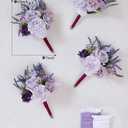 TINGE TIME 7 Inch Artificial Flowers Wedding Bouquets for Bridesmaid, Set of 4, Lavender Bride Tossing Bouquet for Rustic Wedding Ceremony Bridal Shower Rehearsal Dinner Vintage Party