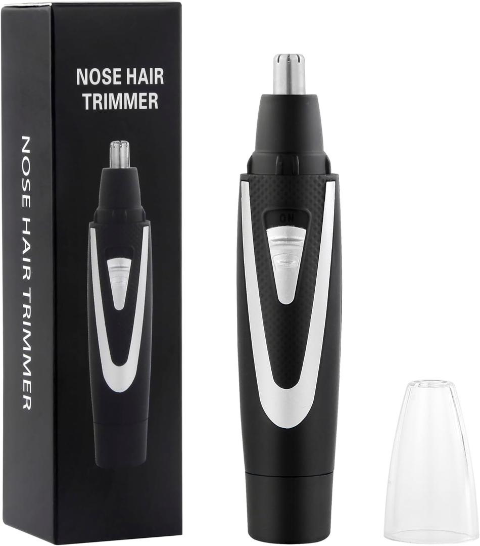 Ear and Nose Hair Trimmer Clippers: 2025 Professional Painless Eyebrow & Facial Hair Trimmers Remover for Men Women, Battery-Operated Nasal Clipper, Dual Edge Waterproof Blades for Easy Clean, Black