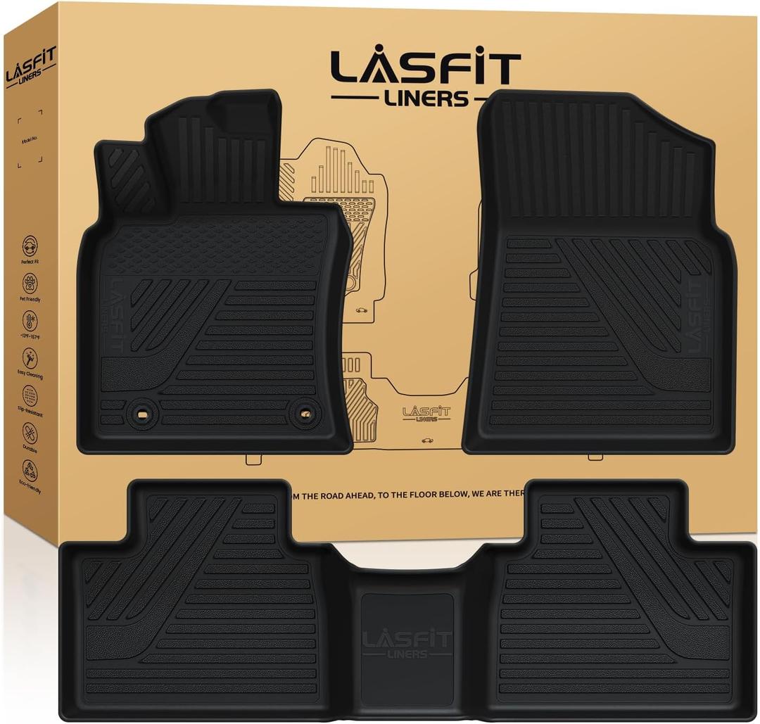 LASFIT Floor Mats for Toyota Camry 2025-2026 Hybrid/LE/SE/XSE/XLE, All Weather Custom Fit TPE Floor Liner for Camry 2025 Front & Rear 2 Row Car MatsBlack.
