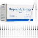 100 Pack 1ml Syringes with Needle - 27G 1/2 inch Disposable 1cc Luer Lock Syringe for Scientific Lab Use, Sterile Individually Wrapped