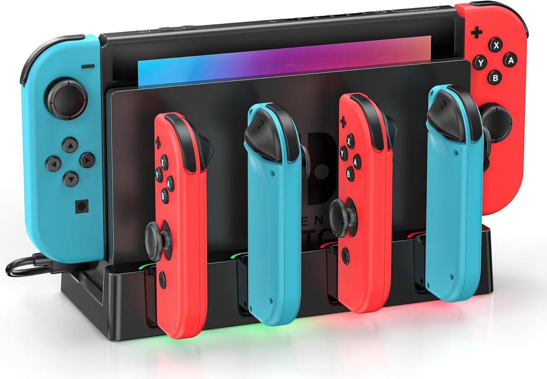 Switch Charging Dock Station with Charging Cable for Nintendo & OLED Game Console, Joycon Charging Dock for Nintendo Switch, Must Have Joycon Controller Charger Accessories for Game boy Games