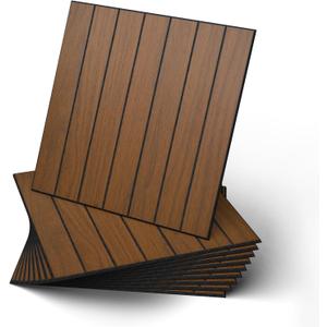 WADILE Peel and Stick Wood Slat Wall Panels 12"x12" (30x30cm) Decorative PVC Wall Panels Soundproof Self-Adhesive Panels for Living Room Bedroom Accent Wall 10 Pack Dark Brown