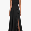 WOOSEA Women's High Neck Sexy Split Evening Cocktail Party Maxi Long Formal Dress Size L