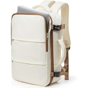 Travel Laptop Backpack For Women Men,Carry On Backpack,Airplane Travel Essentials For Women,Personal Item Travel Bag Laptop Work Backpacks,Beige Brown, Large Standard