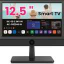 12.5 Inch Small Smart TV with Built-in Apps, Full HD 1080P Mini Flat Screen TV, WiFi & Bluetooth, ATSC Digital Tuner, USB/HDMI/AV Inputs,12V Car Charger Small TV for Kitchen,Bedroom,RV,Office