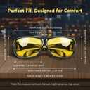 Night Vision Driving Glasses Fit Over Eyeglasses for Men Women, Anti-Glare Polarized Nighttime Glasses Yellow Lens