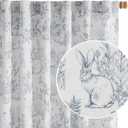 jinchan Linen Nursery Curtains 63 inch Long Woodland Wildlife Blue Print Drapes for Kid's Room Light Filtering French Country Farmhouse Curtains with Bunny and Forest Design Set of 2 Panels (50"W x 84"L (Pack of 2), Woodland Blue)