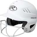 Rawlings | COOLFLO Batting Helmet with Facemask | Fastpitch Softball | One Size Fits Most (6 1/2  7 1/2) (Matte White)