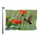 Swono Cute Hummingbird Flag 3x5 ft Geranium Flower Birds Red Flowers Blossom Flag Double Sided Double Stitched with Brass Grommets