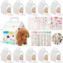 24 set Adopt a Pet Party Favors Kit, White Foldable Dog House Shape Treat Gift Boxes with Holes, DIY Dog Party Favors Boxes for Puppy Pet Adoption Theme Birthday Party Christmas Decor(no toys include)