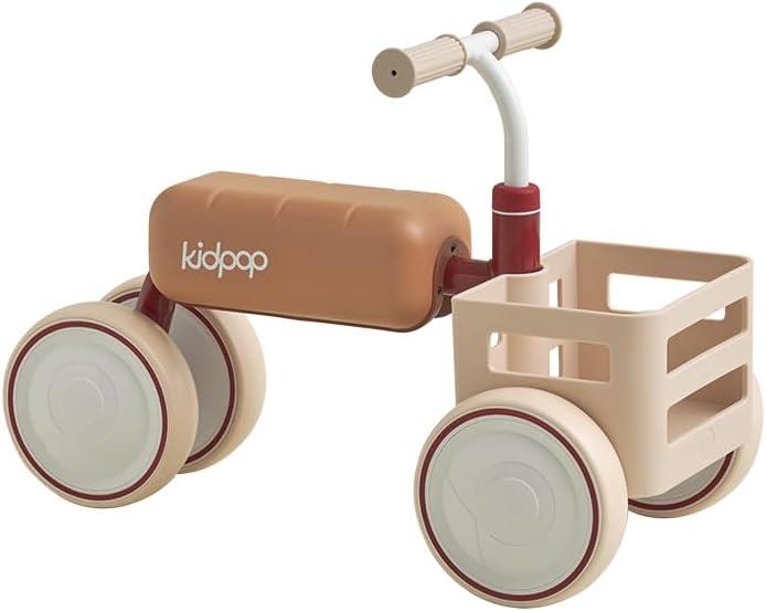 kidpop Toast Baby Walker Convertible Push Rider with Detachable Seat Anti-Tip Tri-Frame & Food-Grade Basket Balance Bike for 10-36 Months (Red)