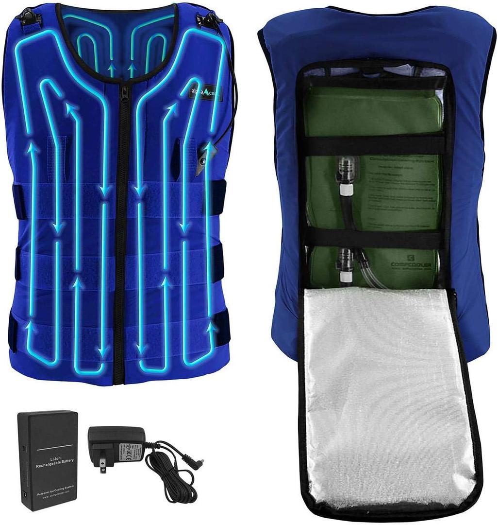 7V Rechargeable Circulatory Cooling Vest 3L Bladder Mini Pump Summer (Medium, Blue)