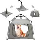 ASFANES Outdoor Pet Automatic Camping Tent, Pop up Cave Bed for Indoor Cats and Small Dogs, Portable Cat House Dog House, Grey. (No Ventilation mesh, Door Must be Left Open for use)