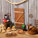 Cinnvoice 35 Pcs Cowboy Doors House Kits Miniature Western Figures Dollhouse Accessories Set Birthday Party DIY Craft for Boys Girls Garden Wall Table Indoor Outdoor Decor Christmas Party Gift