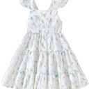 Toddler Baby Girls Dress Ruffle Sleeveless Floral Summer Beach Butterfly Sundress Kids Casual Dresses