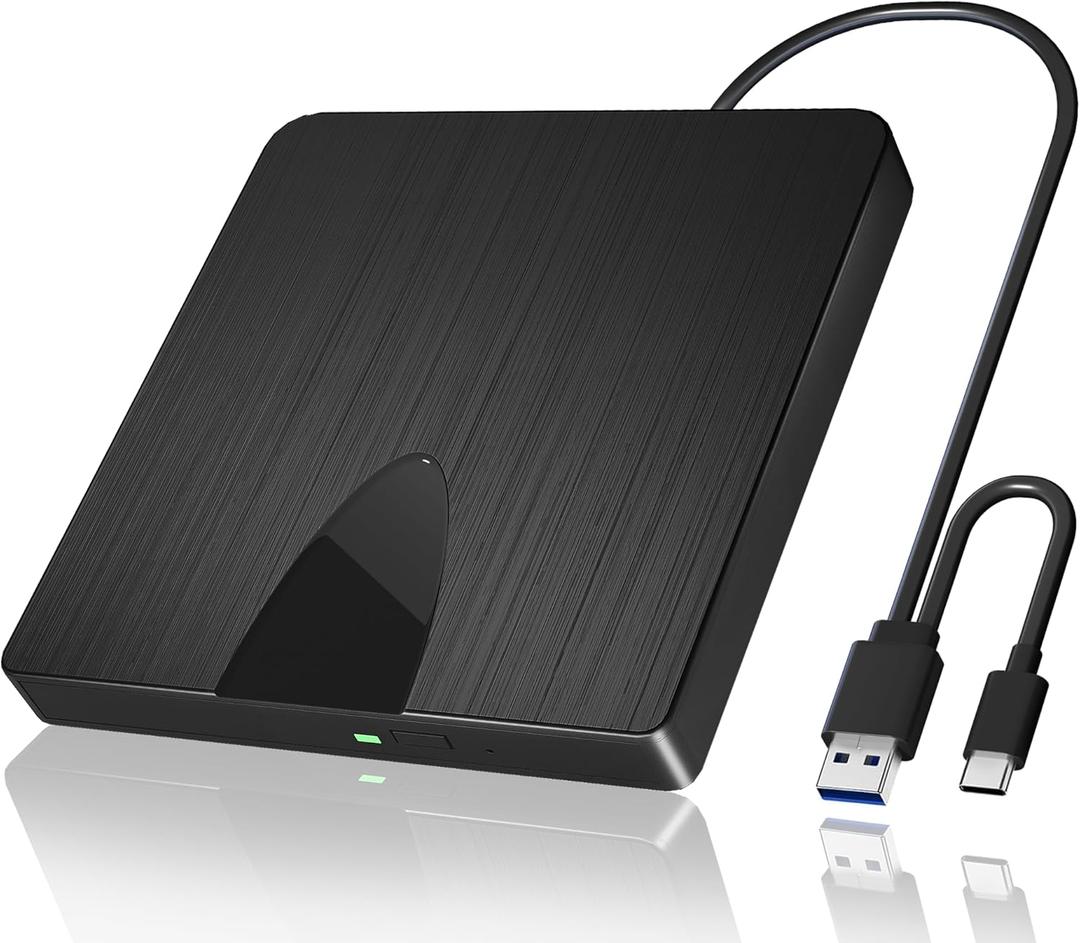 Wbacon External Blu Ray Drive, USB 3.0 and Type-C Blu Ray Burner Portable Blu Ray DVD/CD/BD Player, 3D Optical Bluray Drive Compatible with Windows XP/7/8/10/11 Macos for MacBook Laptop Desktop