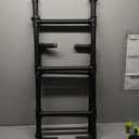 5.4FT Wall Mounted Metal Step Ladder,Bunk Bed Ladders for Home, Basement Window Well Egress, Loads 330lbs,Black Fire Emergency Escape Ladder for High Entrance Attic Egress,Sturdy Bunk Bed Climbing