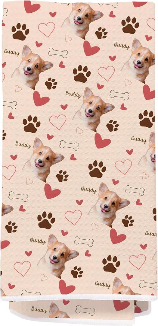 16x24 Inches Corgi Kitchen Towel  Dog Paw Heart Bone Print  Cute Pet Tea Towel for Dog Lovers, Gift for Corgi Owners