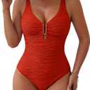 Womens One Piece Swimsuits Tummy Control Bathing Suit U-Wire Cutout Textured Slimming Swimsuit, Size XL