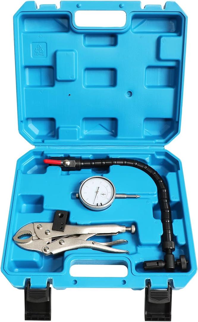 Disc Brake Rotor Gauge Ball Joint Prop Shaft Runout Flatness Measure Tool with Flexible Arm Tight Grip Locking Vise blue case