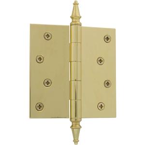 Nostalgic Warehouse 746094 4" Steeple Tip Residential Square Corners Door Hinge, Polished Brass, 1 Count (Pack of 1)