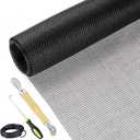 Screen Repair Kit Easy DIY Project 36" x 90" Fiberglass Screen Mesh with Rolling Tool and Screen Retainer Spline Screen Replacement kit for Windows Sliding Doors and Patio Screens (36" x 90", Black)