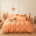 Luxlovery Peach Comforter Set Queen Peachy Pink Bedding Comforter Set Orange Pink Modern Solid Light Orange Blanket Quilts Candy Color 3 Piece Bedding Set for Queen Bed