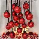 20 Pcs Metallic Red Foil Balloons Giant 22 Inch 4d Round Metallic Red Balloons with Black Ribbon for Birthday Graduation Anniversary Wedding Tea Party Decorations