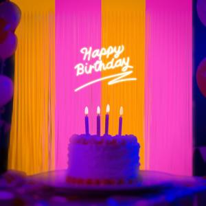 2 x Glow in The Dark Party Supplies 2Packs Neon Party Decorations 6.6 x 6.6 ft Fluorescent Macaron Orange Pink Tinsel Foil Fringe Curtains Glow Photo Booth Prop Backdrop Streamer Birthday Party Decor