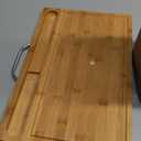 Double Layer Bamboo Bread Box for Kitchen Countertop, Cutting Board, and Stainless Steel Bread Knife, Large Capacity Storage Container with Clear Windows (Self-Assembly) (Brown)