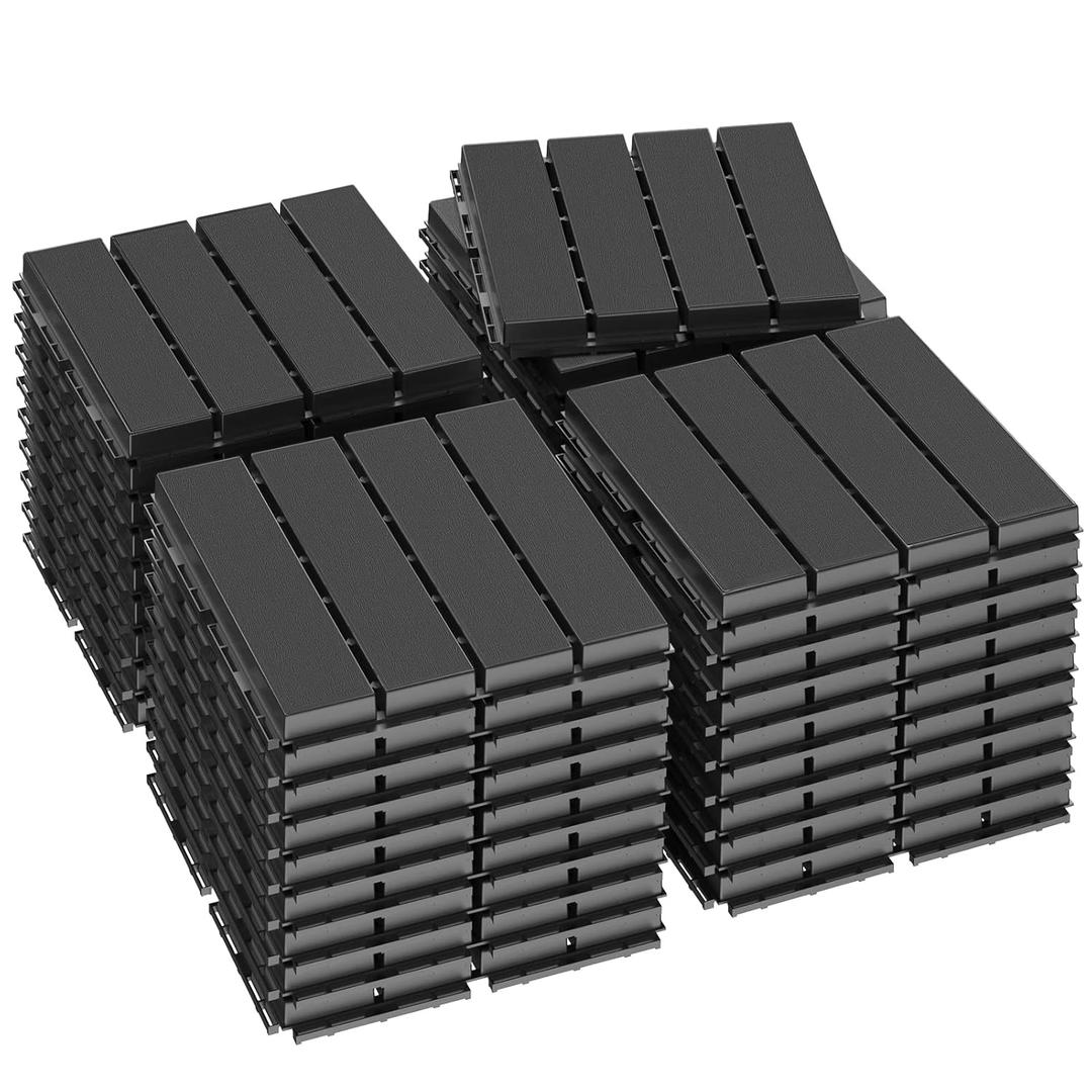 Goovilla Plastic Interlocking Deck Tiles, 36 Pack Balcony Flooring, 12"x12" Waterproof Outdoor Flooring All Weather Use, Patio Floor Decking Tiles for Porch Poolside Backyard Concrete, Dark Grey