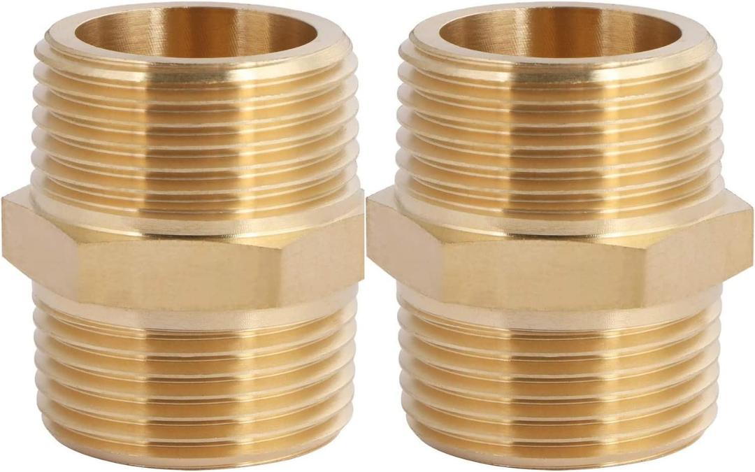 2PCS Brass Nipple Fitting 1" x 1" NPT Male Hex Adapter by CX WONDERLAND