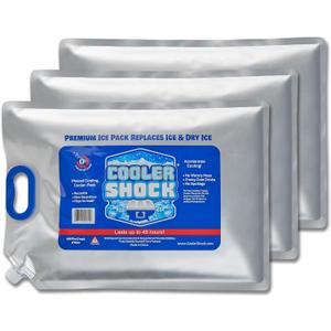 Cooler Shock Reusable Ice Packs for Cooler - Long Lasting Cold Freezer Packs for Coolers and Lunch Boxes - Cooler Ice Packs for Camping Gear, Fishing, Road Trips, Beach Must Haves
