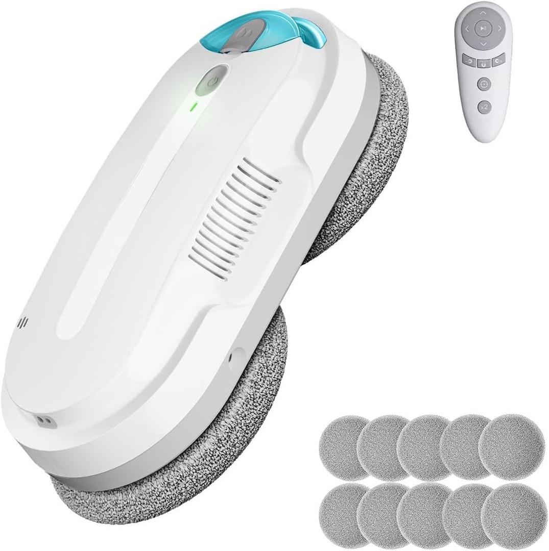 HIXZAP Smart Window Cleaning Robot with bidirectional ultrasonic Spray & 85ml Tank - Automatic Edge Detection, 2400-3200pa Strong Suction, Anti-Drop Protection for Effortless Cleaning (White)
