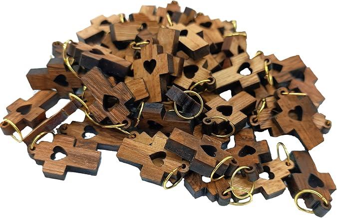 Zuluf Small Laser Cut Wooden Charms Pendants from Jerusalem Holy Land – Christian Rosary & Jewelry Making Supplies – Mini Authentic Bethlehem Crafts