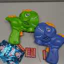 Kids Bubble Gun 2 Pack Dino Bubble Machine Gun for Toddlers with 4 Solutions Automatic 13-Hole Bubbles for Kids Blower Maker Easter Basket Essentials Stocking Stuffers Gift Party Favors for Boys Girls (2pcs-blue+green)