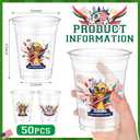 Jingmore 50 Pcs Soccer Plastic Cups 12 oz International Countries Soccer Disposable Plastic Cups Thick Clear Drinkware for Sports Games Party Supplies (Goal Trophy), approx. 12 oz (EXP 08/29/29)