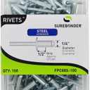 FPC88S-100 Long Steel Rivets - 1/4" Diameter, 1/2" Grip - 100 Count