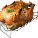 Turkey Roasting Rack, V-shaped Rack for Grilling - Stainless Steel Dual-purpose BBQ Rib Rack for Smoking, Turkey Cooking Racks for Roasting Pan, Ideal for Smoker, Large Egg, Classic Joe, Weber, etc.