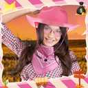 Newcotte 18 Pcs Western Cowboy Hat Set Include 6 Felt Cowgirl Hats 6 Paisley Bandanas 6 Pairs Heart Glasses for Party Costume