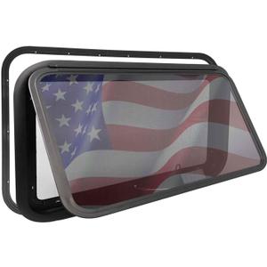 36"x20" RV Emergency Exit Window - DOT-Certified Tempered Glass, Security Lock, Waterproof Aluminum Frame w/Mesh Screen (Fits 1.57"-1.77" Walls, Complete Kit)