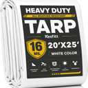 Kesfitt 16 Mil Heavy Duty Waterproof Tarp, 20x25 FT, White