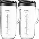Replacement Cups For Magic Bullet Replacement Parts 22oz Blender Cups compatible with 250W Magic Bullet MB1001 MBR-0701AK (Measured Markings), Tall 22oz Cup Flip-Top Lid, Mug with Handle