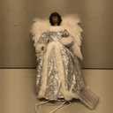 Angel Tree Topper with Lights and Remote Control, 12" Lighted Tree Toppers Christmas Decorations, Elegant and Durable, Perfect for Holiday Home Decor and Gifts, Black, WOKEISE