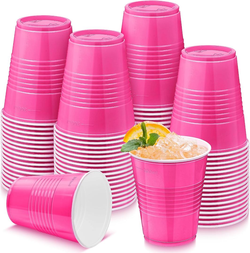 Kochorie 50 Pack Hot Pink Disposable Plastic Cups 12 Ounce Drinking Party Cups Bulk Party Cups for Wedding Birthday Graduation Christmas Parties, Picnics Events